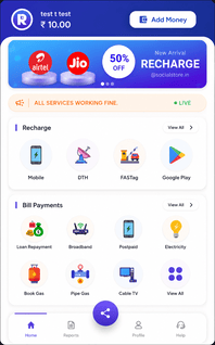 Recharge Admin Software App Dashboard